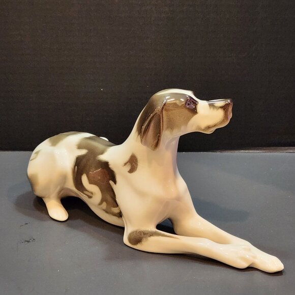 Vintage Lomonosov Porcelain Pointer Dog Figurine Handpainted Made In USSR - Picture 4 of 7